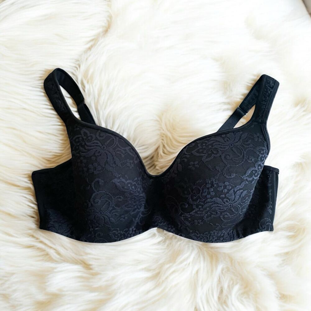 CACIQUE Black Lace Underwire Bra Size 40D Lingerie Unpadded Adjustable Straps